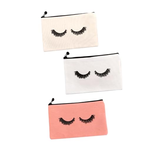 Homoyoyo 3 Stück Teiliges Kosmetiktaschen aus Segeltuch Wasserabweisende Schminkbeutel in Weiß Beige und Rosa Multifunktionaler Make Up Organizer für Damen für Reisen Camping und Alltag von Homoyoyo