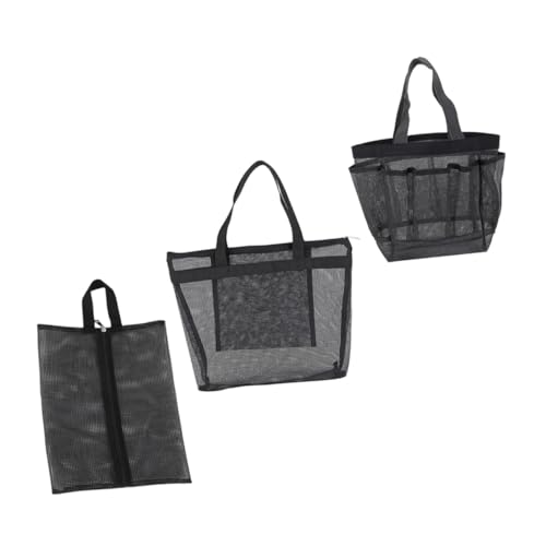 Homoyoyo 3 Stück Teiliges Mesh Kosmetiktaschen Reise Waschbeutel Transparent Leicht Tragbar für Strand Outdoor Reise Make Up Organizer Schuhaufbewahrung von Homoyoyo