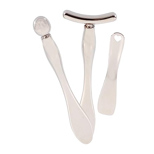 Homoyoyo 3 Stück Teiliges Metall Augencreme Spatel aus Multifunktionaler Kosmetik Löffel und Massage Stick zur Sanften Augenpflege Fördert Cremeaufnahme und Augenringe von Homoyoyo