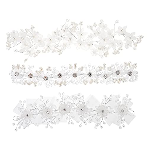 Homoyoyo 3 Stück Teiliges Perlen Haarband Langlebiger Haarschmuck mit Blumenkranz Eleganter Kopfschmuck für Brautjungfern und Festliche Anlässe Fester Sitz Geeignet für Verschiedene von Homoyoyo