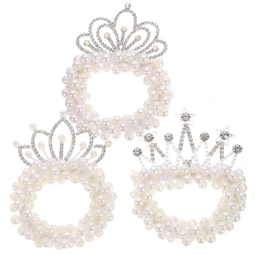 Homoyoyo 3 Stück Teiliges Perlen Haargummis für Mädchen Elastische Haarbänder mit Design für Ponytails Vielseitig und Bequem für Verschiedene Anlässe von Homoyoyo