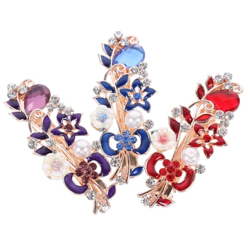 Homoyoyo 3 Stück Teiliges Weihnachts Haarclip mit Strass und Perlen für Mädchen Haarspangen Rot Blau und für Besondere Anlässe und Tägliches Styling von Homoyoyo