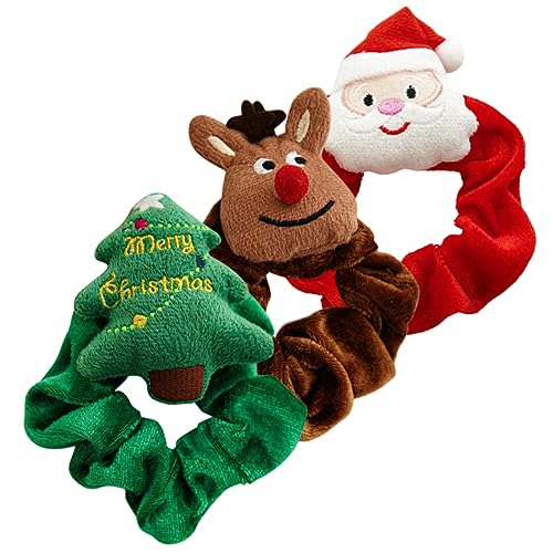 Homoyoyo 3 Stück Teiliges Weihnachts Haargummi Plüschige Haargummis mit Elastischem Design Weihnachtliche Haaraccessoires für Frauen und Mädchen Passend für Haartypen Festliche Xmas Party von Homoyoyo