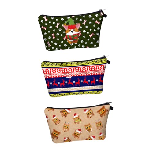 Homoyoyo 3 Stück Teiliges Weihnachts Kosmetiktaschen mit Niedlichen Eulenmotiven Kompakt Vielseitig als Schmink Reise und Aufbewahrungstasche für Damen und Mädchen Geeignet von Homoyoyo