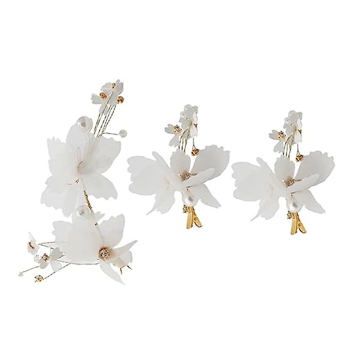 Homoyoyo 3 Stück Teiliges Weißes Schmetterling Haarspangen Set für Damen Braut Haarschmuck Hochzeit Party Eleganter Haarclip Schmuck Zubehör von Homoyoyo