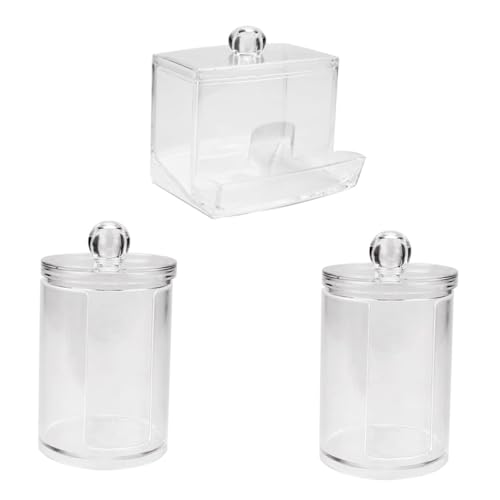 Homoyoyo 3 Stück Transparenter Runder Wattestäbchen Behälter mit Deckel Kompakte Aufbewahrungsbox für Kosmetik Wattebausch Organizer Platzsparend Staubdicht Vielseitig für Bad und von Homoyoyo