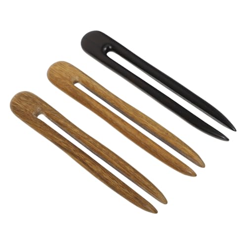 Homoyoyo 3 Stück U Förmige Haarnadeln aus Natürlichem Dunklem Holz und Sandelholz Teiliges Handgefertigt Glatt Poliert Schonend für Haare Eleganter Haarschmuck für Damen Geeignet für von Homoyoyo