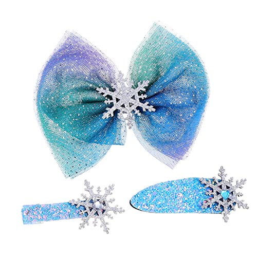 Homoyoyo 3 Stück Weihnachtliche Haarspangen Set Schneeflocken Schleifen Design Festliche Haarklammern für Damen Party Weihnachten Festtagsdeko Blau von Homoyoyo