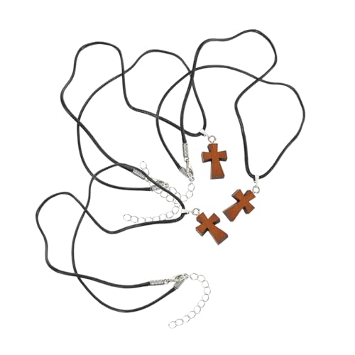 Homoyoyo 3-teilige Halskette Mit Kreuzanhänger: Für Damen – Mini-kreuze Aus Naturholz Mit Verstellbarer Seilkette Für Selbstgemachten Schmuck Im Alltagsstil von Homoyoyo