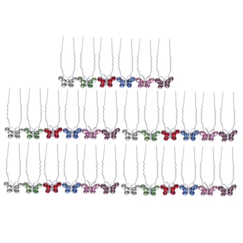 Homoyoyo 30 Stück Strass Haarnadeln U-förmig Für Hochsteckfrisuren Brautschmuck Damen Haarspangen Hochzeiten Party in Weiß Hellblau Hellviolett Hellgrün Hellrosa Rot von Homoyoyo