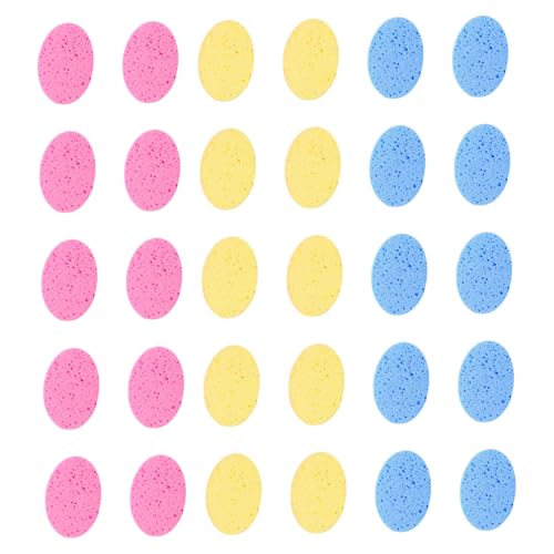 Homoyoyo 30 Stück Wiederverwendbare Hautfreundliche Gesichtsreinigungsschwämme aus Zellulose Sanftes Peeling und Make up Entferner Porentiefe Reinigung für Frauen Männer Hauttypen von Homoyoyo