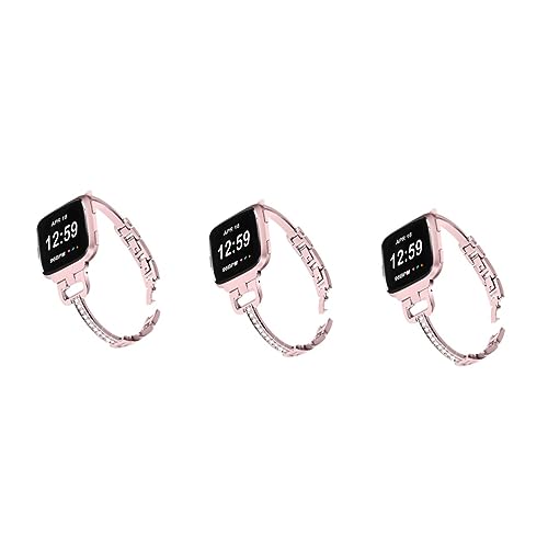 Homoyoyo 3St damen armband uhrenarmbänder intelligentes Uhrenarmband Smart Watch Ersatzarmband Uhrenarmband aus Diamant Uhrenarmband für intelligentes Armband Metall Gurt Rosa von Homoyoyo