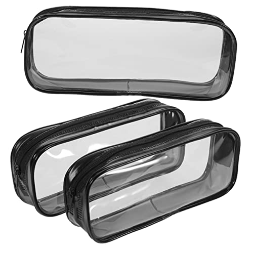 Homoyoyo Durchsichtiges Federmäppchen 3 Stücke Multifunktionale Bleistift Lagerung Taschen Große Stifte Organizer für Bürobedarf und Prüfungen Praktische Make Up Taschen von Homoyoyo