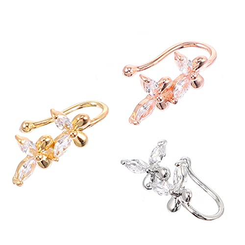 Homoyoyo 3Stücke Nasenringclip Gefälschte Schmetterlinge Nasenklammer Modischer Nasenschmuck Piercing für Damen Stahlfarbe Roségold Homoyoyo 3Stücke Nasenringclip Gefälschte Schmetterlinge Nasenklammer Modischer Nasenschmuck Piercing für Damen Stahlfarbe Roségold von Homoyoyo