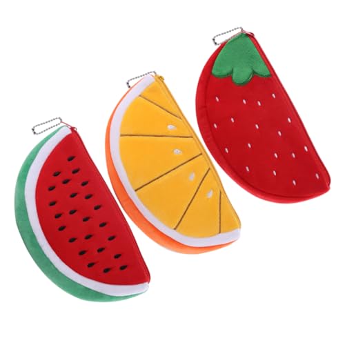 Homoyoyo 3stücke Münzgeldbeutel Obst-Design Damen Kleine Geldbörse Cartoon Münze Tasche Karten Schmuck Aufbewahrung Kompakt Tragbar von Homoyoyo