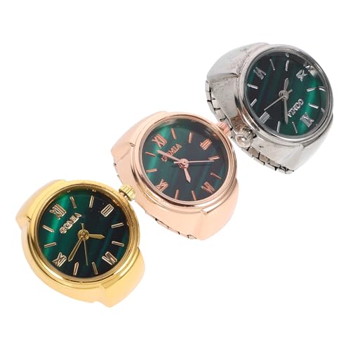 Homoyoyo 3stücke Fingerring Uhr Aus Poliertem Edelstahl Für Männer Und Frauen Glänzende Runde Ringuhr Als Lässiger Fingerschmuck Mit Dekorativem Design Für Verschiedene Anlässe von Homoyoyo