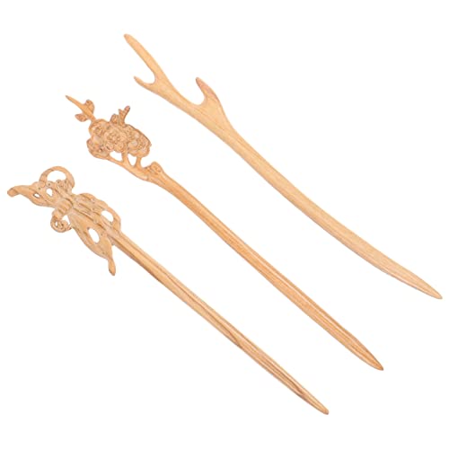 Homoyoyo 3stücke Holz Haarstäbchen Für Langes Haar Haarstyling-accessoires Als Dutt Pin Haargabel Für Damen Chinesisches Kopfschmuck Partys Und Formelle Anlässe von Homoyoyo