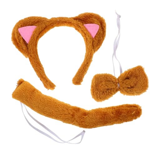 Homoyoyo 3stücke Katzenohren Stirnband Mit Fliege Und Plüsch Kostüm Set Für Cosplay Halloween Party Tierzubehör Kunstpelz Haarband von Homoyoyo