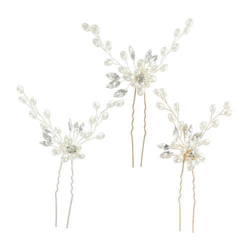 Homoyoyo 3stücke Perlen Haarnadel Für Braut Perlen Haarnadel Kopf Schmuck Hochzeit Haarschmuck U-förmige Clip Gabel Leicht Zu Tragen Geeignet Für Partys Und Festivals von Homoyoyo