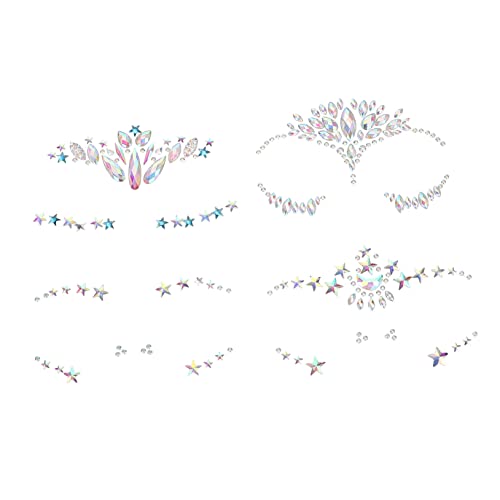 Homoyoyo 4 Blätter Gesichtssteine Selbstklebend Glitzerstein Sticker für Make Up und Körperdekoration für Partys Festivals Hochzeiten und Cosplay von Homoyoyo
