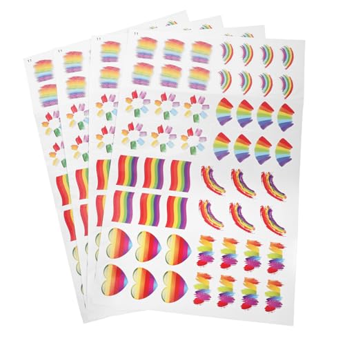 Homoyoyo 4 Blätter Regenbogen Gesichtssticker Selbstklebende Aufkleber für Feiern Partys und Bastelprojekte Aufkleber für Körper und Objekte für Dekorationen von Homoyoyo