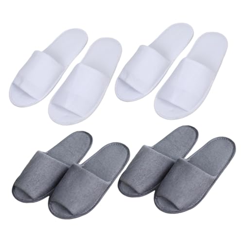Homoyoyo 4 Paare Einweg Herren Faltbare Slipper Weiß Leichte Atmungsaktive Hotelschuhe Für Reise Spa Gäste Rutschfest Komfortable Portable Hausschuhe von Homoyoyo