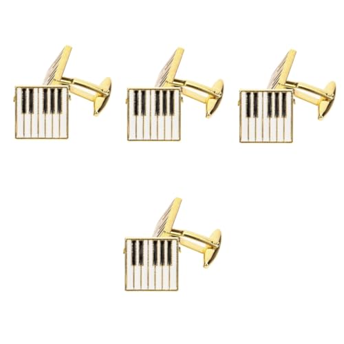 Homoyoyo 4 Paare Goldene Piano Manschettenknöpfe für Herren Metalllegierung Ergänzung für Anzüge Accessoire für Besondere Anlässe Feierlichkeiten von Homoyoyo