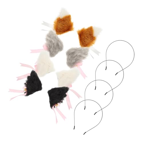 Homoyoyo 4 Paare Plüsch Katzenohren Haarclips mit Glöckchen Niedliches Cosplay Haaraccessoire für Mädchen Dekorative Haarklammern mit Schleifen für Partys und Festivals von Homoyoyo