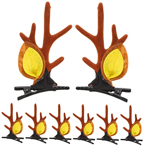Homoyoyo 4 Paare Rentiergeweih Haarclips Weihnachts Haarschmuck mit Festlichem Bogen Sicherer Geeignet für Xmas Party Kostüm und Fotografie Braune Haarklammern für Mädchen von Homoyoyo