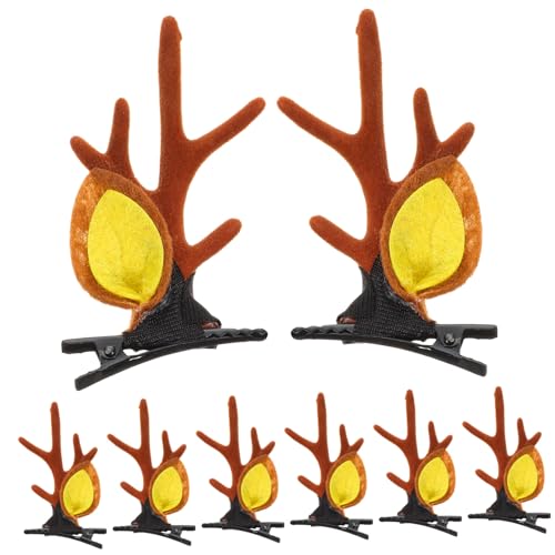 Homoyoyo 4 Paare Weihnachts Haarspangen Rentier Geweih Haarnadeln Damen Haar Accessoires für Party Cosplay Festliches Styling von Homoyoyo