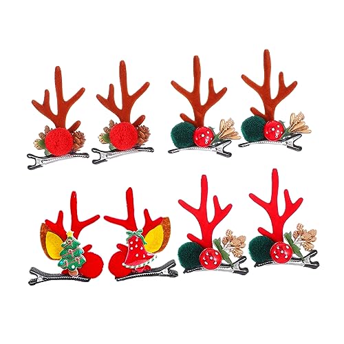 Homoyoyo 4 Paare Weihnachts Haarspangen Rentier Geweih Haarschmuck Set Bunte Weihnachts Kostüm Clips Festliche Haaraccessoires für Mädchen von Homoyoyo