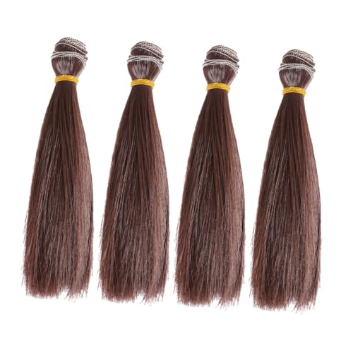 Homoyoyo 4 STÜCKE Teiliges Gerade Puppenhaarsträhnen aus Synthetischem Fasermaterial Weiche Langlebige Perücken für DIY Puppenhaar Einfach zu Wechseln für Kleine Puppen und Bastelbedarf von Homoyoyo