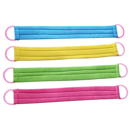 Homoyoyo 4 STÜCKE Teiliges Langes Peeling badetuch Rückenschrubber mit Starker Massagefunktion Exfolierendes Waschhandtuch für Hände Beine Rücken Sanfte Hautreinigung Zufällige Farbe von Homoyoyo