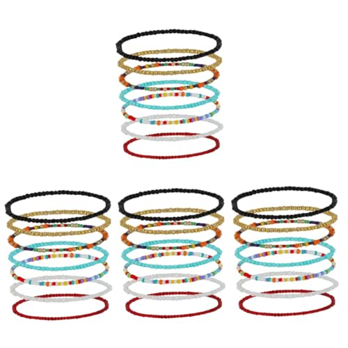 Homoyoyo 4 Sätze Bead Fußkettchen Für Frauen Teiliges Handgefertigtes Boho Knöchelarmband Verstellbar Für Strand Partys 7 Stück * 4 von Homoyoyo