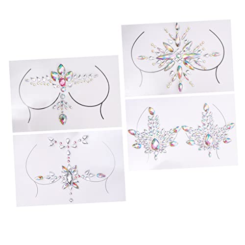 Homoyoyo 4 Sätze DIY Brust Schmuckset mit Strasssteinen Teiliges Festival Aufkleber Set für Kostüme Partys und Alltagsgebrauch Sicherem Acryl Material von Homoyoyo