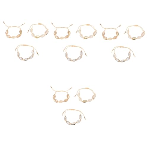 Homoyoyo 4 Sätze Gewebtes Armband Hülse Häkeln Schale Fußkettchen Kaurischnecke Muschel-Charm-Armband Strand Armband Strand Fußkettchen Legierung 3 Stücke * 4 von Homoyoyo