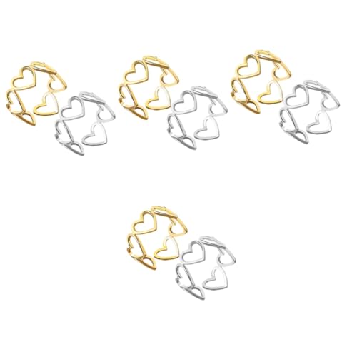 Homoyoyo 4 Sätze Herzoffene Ringe Für Damen Verstellbare Minimalistische Ringe Verlobung Für Partner Platin Goldfarben 2 Stück * 4 von Homoyoyo