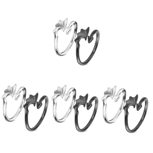 Homoyoyo 4 Sätze Verstellbare Paarringe Aus Robustem Legierungsmetall Teiliges Mit Und Teufel Design Langlebige Versprechenringe Für Damen Und Herren Verstellbare Für Komfort 2 Stücke * 4 von Homoyoyo