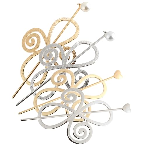 Homoyoyo 4 Sätze Vintage Haarnadeln Teiliges Haarschmuck für Damen Glatte Haarklammern Sicherer für Dutt Geeignet für Hochzeit Party und Alltag Stilvolle Haarspangen in Gold und Silber von Homoyoyo