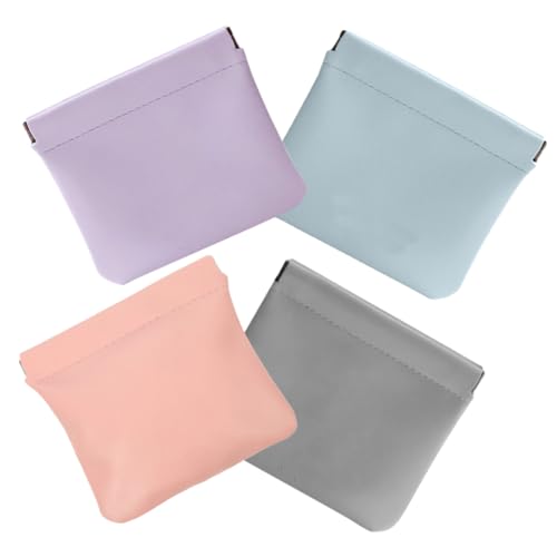 Homoyoyo 4 Stck Selbstschließende Kosmetiktasche aus PU Kleine wasserdichte Makeup Bags für Damen Tragbare Schminktasche mit Sicherem Verschluss Vielseitig für Reisen und Alltag Geeignet von Homoyoyo