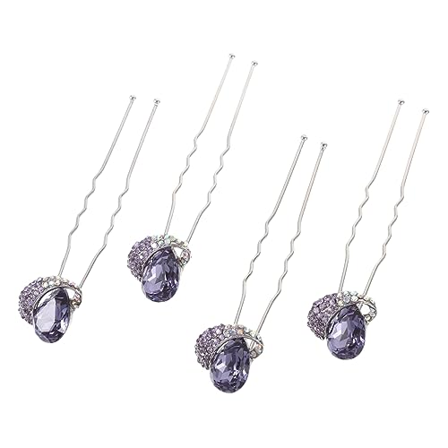 Homoyoyo 4 Stck Teiliges U Förmige Haarnadeln mit Funkelnden Strasssteinen Leichte Metall Haarspangen für Damen Hochzeit Haarschmuck Kompakte Fest Haltend Accessoires für Mädchen und von Homoyoyo