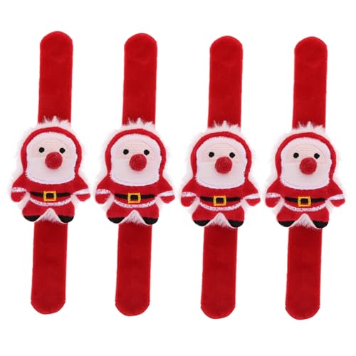Homoyoyo 4 Stck. Teiliges Klatscharmband aus Weichem Plüsch mit Santa Claus Einfach zu Tragen Robustes Schnapparmband als Party Mitgebsel für Jungen und Mädchen von Homoyoyo