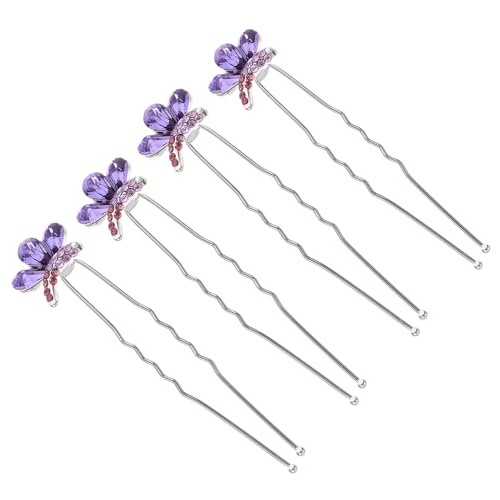 Homoyoyo 4 Stck. Teiliges U Förmiges Braut Haarnadel mit Schmetterling und Funkelnden Strasssteinen Eleganter Hochzeit Haarschmuck für Damen und Mädchen Bequem und Sicher zu Tragen von Homoyoyo