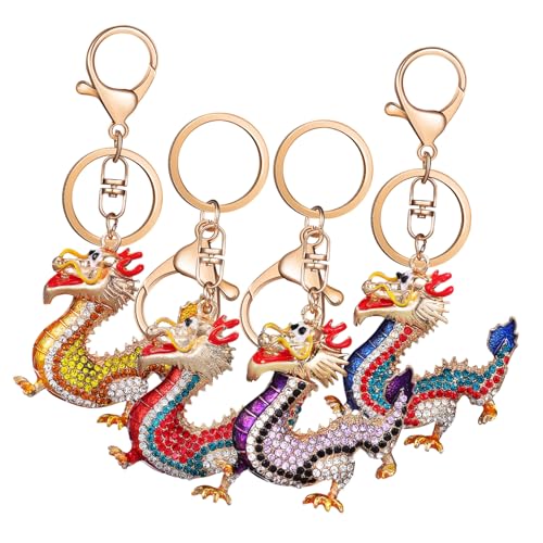 Homoyoyo 4 Stück Anhänger „Jahr des Drachen“. Schlüsselanhänger Rucksackzauber Schlüsselketten Drachen-gastgeschenke Taschenanhänger Geldbeutel-anhänger Metall von Homoyoyo