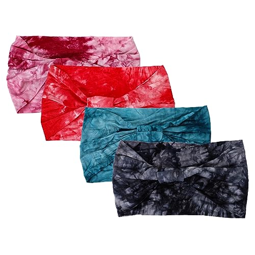 Homoyoyo 4stücke Verknotete Haarbänder Elastische Stirnbänder Sport Haarband Atmungsaktive Kopfbedeckungen Für Damen Yoga Laufband Workout Stirnband von Homoyoyo