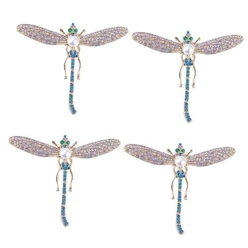 Homoyoyo 4 Stück Brosche Pin Libelle mit Zirkonia Perlen Elegantes Damen Accessoire für Kleidung Schal Strickjacke für zu Weihnachten Hochzeit von Homoyoyo