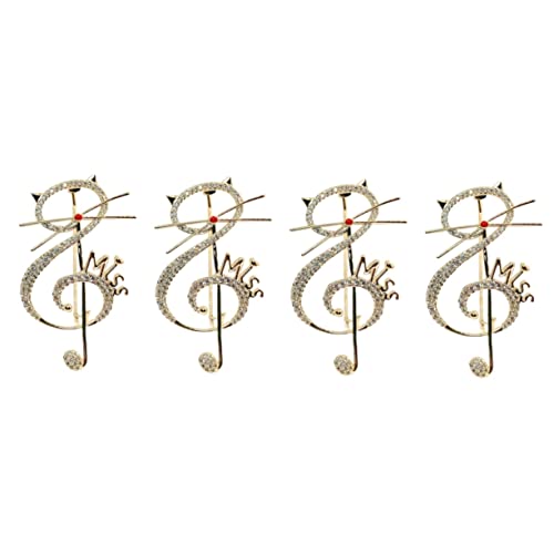 Homoyoyo 4 Stück Cat Brooch Pin mit Eleganten Akzenten Niedliche Katzenbrosche für Damen Anstecker für Jacken Mäntel Taschen Hüte Süßes Accessoire von Homoyoyo