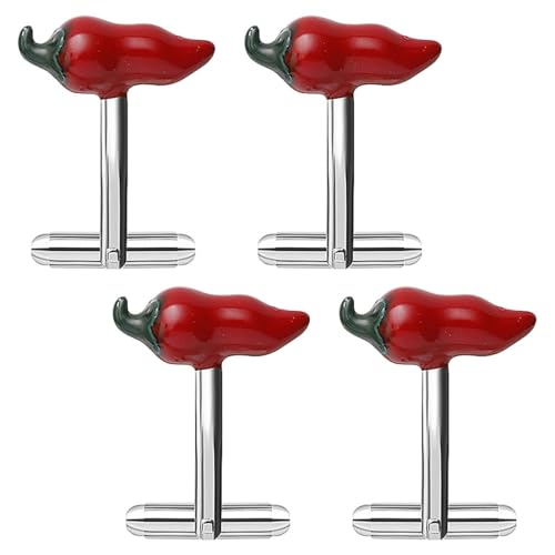Homoyoyo 4 Stück Chili -Manschettenknöpfe Knopfabdeckungen Manschettenknöpfe mit Knopfabdeckung für Herren modische Knopfabdeckung süße Manschettenknöpfe Mode-Hemd-Nagel Ärmelclip Kupfer von Homoyoyo