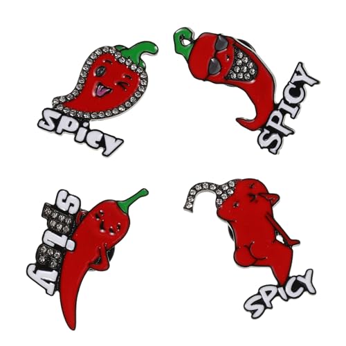 Homoyoyo 4 Stück Chili Paprika Brosche Dekorativer Anstecker für Frauen Lustige Krawattennadel für Cardigans Rucksäcke Langlebiges Zinklegierungsmaterial Vielseitiger Schmuck von Homoyoyo