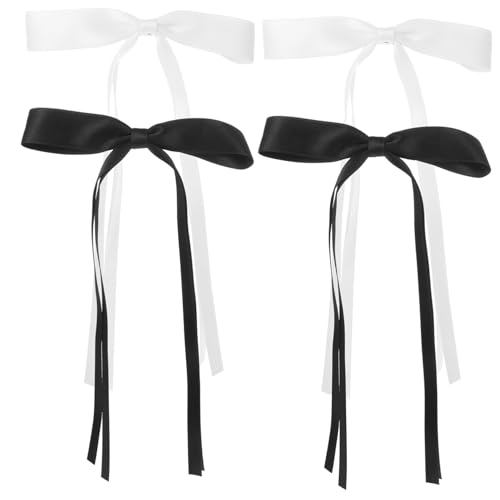 Homoyoyo 4 Stück Damen Haarschleifenclip Große Doppellagige Spitzen haarspangen in Schwarz und Weiß Modischer Haarschmuck für Frauen und Teenager Leicht und Wiederverwendbar Elegant für von Homoyoyo